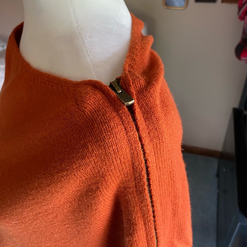 Orange Knit Poncho - Draped Sweater with Zipper EUC - Picture 5 of 15